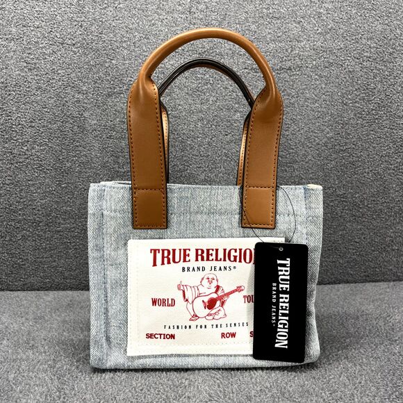 True Religion Handbags - True Religion Mini Tote Bag Blue Crossbody Adjustable Strap double‎ handle
